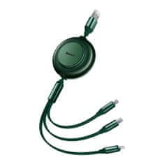 BASEUS Bright Mirror 2 izvlečni kabel 3v1 USB tipa A - micro USB + Lightning + USB tipa C 3,5A 1,1 m zelen (CAMJ010006)