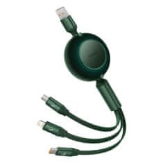 BASEUS Bright Mirror 2 izvlečni kabel 3v1 USB tipa A - micro USB + Lightning + USB tipa C 66W 1,1 m zelen (CAMJ010106)