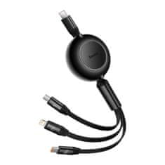 BASEUS Bright Mirror 2 izvlečni kabel 3v1 USB tipa C - micro USB + Lightning + USB tipa C 3,5A 1,1 m črn (CAMJ010201)