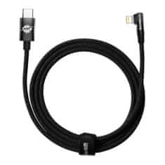 BASEUS MVP 2 Kolenski kotni kabel Power Delivery kabel s stranskim USB Type C / Lightning 2m 20W črn (CAVP000301)