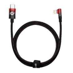 BASEUS Kotni kabel Power Delivery z bočnim priključkom USB-C Iphone Lightning 1 m 20 W rdeč
