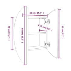 Greatstore Kopalniška omarica z okroglim ogledalom LED hrast 40x40x17,5 cm