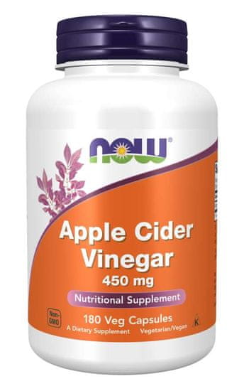 NOW Foods Jabolčni kis (jabolčni kis) 450 mg, 180 zeliščnih kapsul