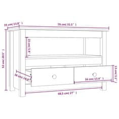 Vidaxl TV omarica bela 79x35x52 cm trdna borovina
