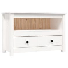 Vidaxl TV omarica bela 79x35x52 cm trdna borovina
