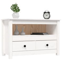 Vidaxl TV omarica bela 79x35x52 cm trdna borovina
