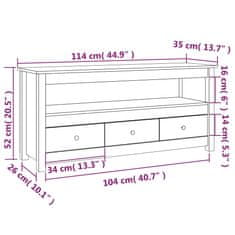 Vidaxl TV omarica medeno rjava 114x35x52 cm trdna borovina