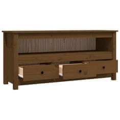 Vidaxl TV omarica medeno rjava 114x35x52 cm trdna borovina