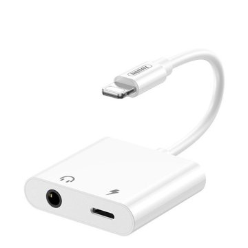 REMAX Remine Series adapter Lightning - mini jack 3,5 mm + Lightning bele barve (RL-LA12)