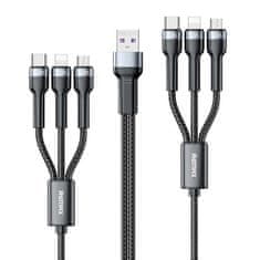 REMAX Večnamenski kabel 6 v 1 Jany Series s priključki USB, 2 x mikro USB, 2 x USB Type C, 2 x Lightning 2 m črn (RC-124)