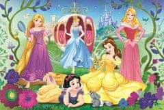 Trefl Sparkling Glitter puzzle v Disney kovčku: Vesele princeske 70 kosov