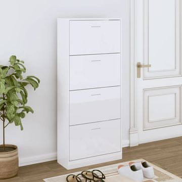 Vidaxl vidaXL Omarica za čevlje visok sijaj bela 63x24x147 cm