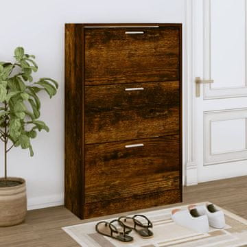 Vidaxl vidaXL Stojalo za čevlje dimljen hrast 63x24x103 cm
