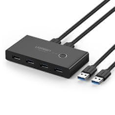 Ugreen Switch box HUB stikalo 4x USB 3.2 Gen 1 razdelilnik USB za dva računalnika - črn