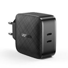 Ugreen omrežni polnilec 2x USB Type C 66W Power Delivery 3.0 Quick Charge 4.0+ črn (CD216)