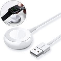Ugreen MFI Qi brezžični polnilec za Apple Watch z integriranim kablom 1 m, bele barve (CD177)