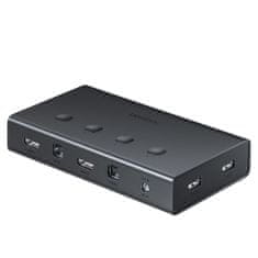 Ugreen Stikalo KVM (tipkovnica, video, miška) 4 x 1 HDMI (ženska) 4 x USB (ženska) 4 x USB tipa B (ženska) črno (CM293)