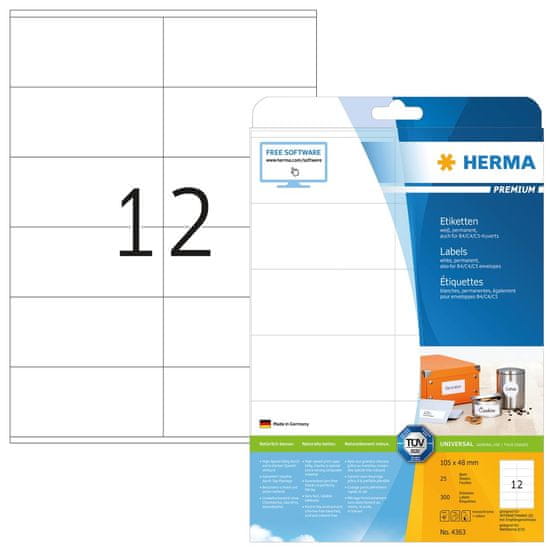 Herma Superprint Premium etikete, 105 x 48 mm, 25/1