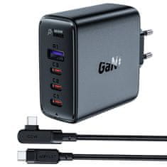 AceFast A37 PD 100W GaN 4x USB omrežni polnilec, (črn)