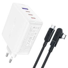 AceFast A37 PD 100W GaN omrežni polnilnik, 4x USB, 100W (bela)