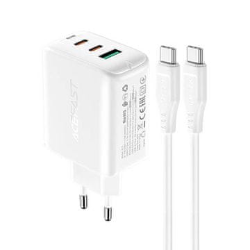 AceFast A13 PD 65W omrežni polnilnik, 2x USB-C + USB (bela)