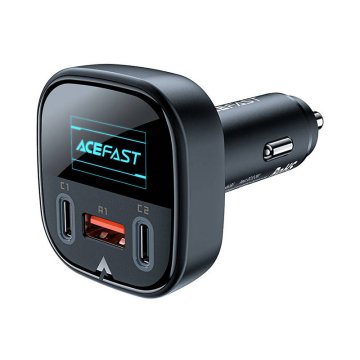 Acefast B5 avtopolnilec, 101W, 2x USB-C + USB, OLED (črn)