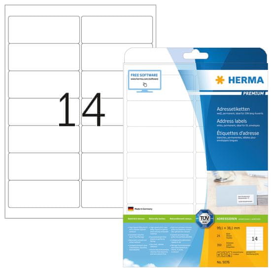 Herma Superprint Premium etikete, 99,1 x 38,1 mm, 25/1