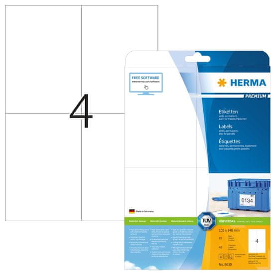 Herma Superprint Premium etikete, 105 x 148 mm, 10/1