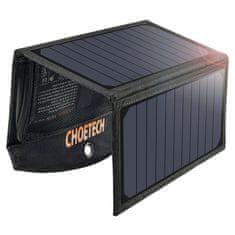 Choetech Zložljiv solarni polnilec USB 19W 2xUSB črn