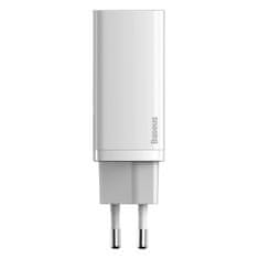 BASEUS Hitri omrežni polnilnik GaN2 Pro USB USB-C QC PD 65 W, bel