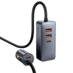 BASEUS Share Together 2x USB 2x USB-C 120W PPS QC PD avtomobilski polnilec sive barve