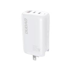 DUDAO Dudao 3-portni polnilec GaN 3-v-1 (EU, ZDA, UK) 2 x tip C (PD) + USB (QC) 65W, bela (A7PRO)