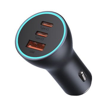 shumee Golden Contactor Pro USB + 2x USB-C 65W avtopolnilec, temno siv