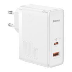 BASEUS Baseus GaN5 Pro hitri univerzalni polnilec GaN USB tipa C / USB 100 W PD3.0, QC4.0+, AFC bele barve (CCGP090202)
