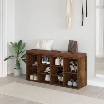 Vidaxl vidaXL Klop s prostorom za čevlje dimljen hrast 103x30x48 cm
