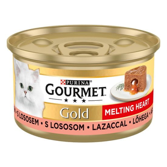 Gourmet Gold Melting Heart pašteta z lososom in omako v notranjosti, 24x85 g