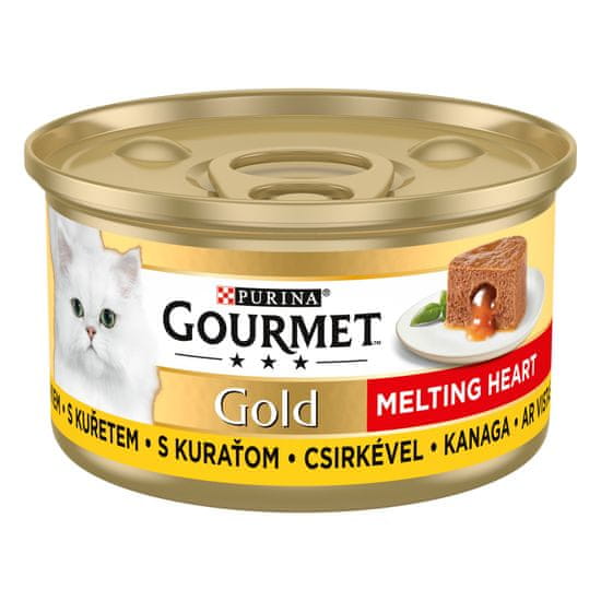 Gourmet Gold Melting Heart pašteta s piščancem in omako v notranjosti, 24x85 g