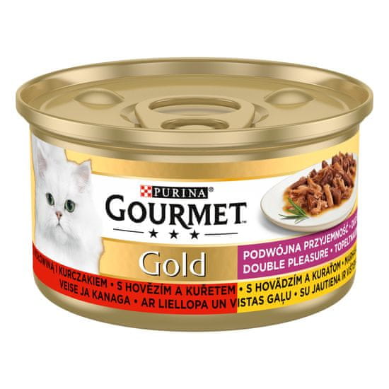 Gourmet GOLD govedina in piščanec, dušeni in pečeni kosi, 12x85 g