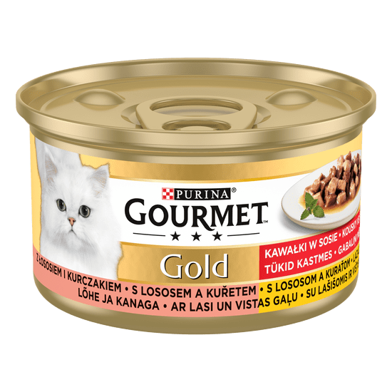 Gourmet Gold kosi v soku z lososom in piščancem, 24x85 g