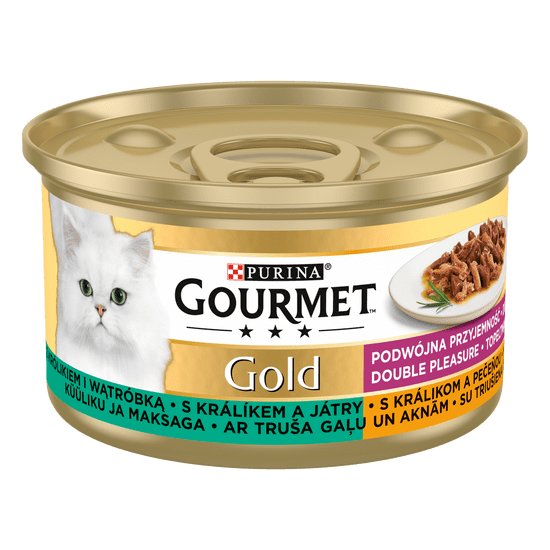 Gourmet Gold dušeni in pečeni kosi z zajcem in jetri, 24x85 g