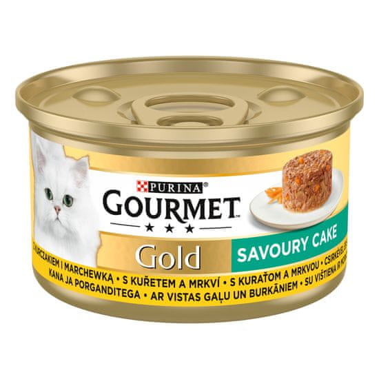 Gourmet Gold Savoury Cake pašteta za odrasle mačke, s piščancem in korenjem, 24 x 85 g