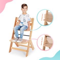 Kinderkraft Enock otroški stol brez pladnja, les