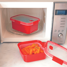Curver Posodica Smart Microwave s podstavkom za odmrzovanje, 1l, rdeča