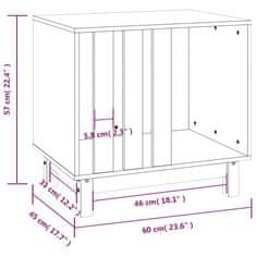 Greatstore Pasja uta siva 60x45x57 cm trdna borovina