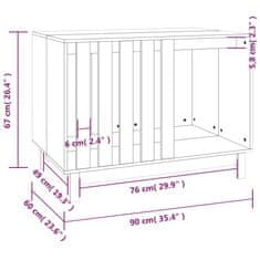 Vidaxl Pasja uta 90x60x67 cm trdna borovina