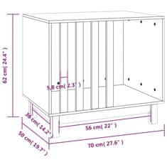 Vidaxl Pasja uta siva 70x50x62 cm trdna borovina