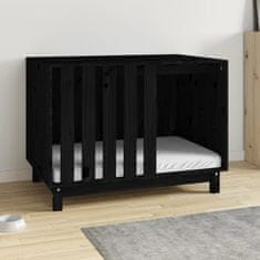 Vidaxl Pasja uta črna 90x60x67 cm trdna borovina