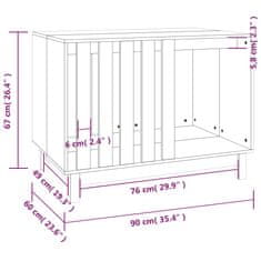 Vidaxl Pasja uta siva 90x60x67 cm trdna borovina