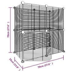 Greatstore Ograda za hišne ljubljenčke z 12 paneli črna 35x35 cm jeklo