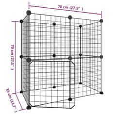 Greatstore Ograda za hišne ljubljenčke z 12 paneli črna 35x35 cm jeklo